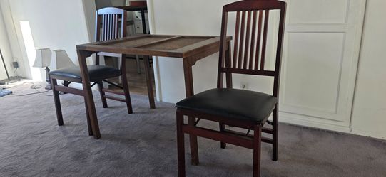 vintage backgammon table wood with matching chairs