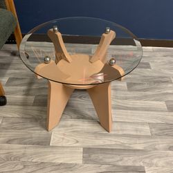 Round Glass Top Side Table – Modern Accent Table