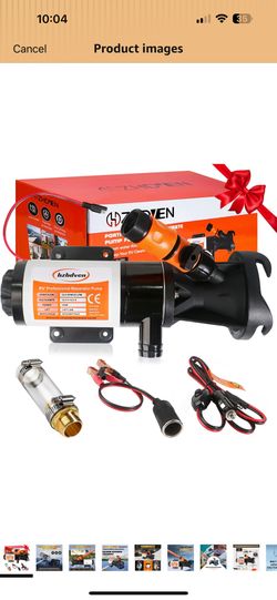 RV Macerator Pump 12V,Portable Macerator Waste Pump,12GPM Suction 3.2 feet Lift 10 feet with Garden Hose Discharge Port,Quick Release Sewage Pump with