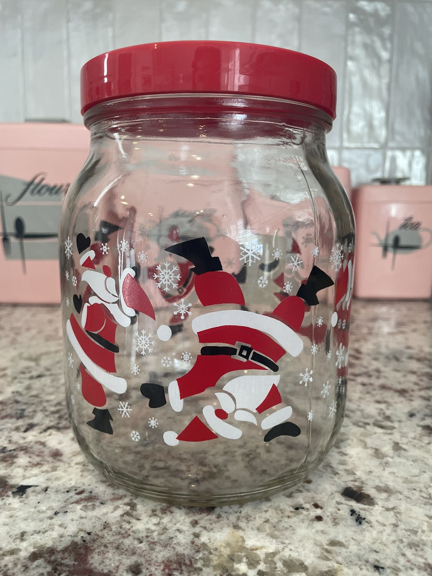 Dancing Santa Christmas Canister Jar 