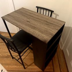 3-Piece Counter Height Kitchen Dining Table Set w/ Storage Shelves