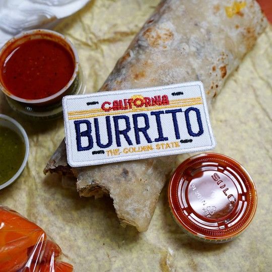 California Burrito License Plate, San Diego Mexican Food Embroidered Patch