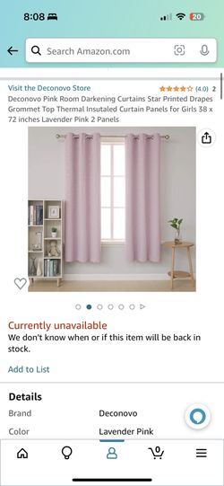 72"L x 38"W Pink Star Curtain - Two Panels