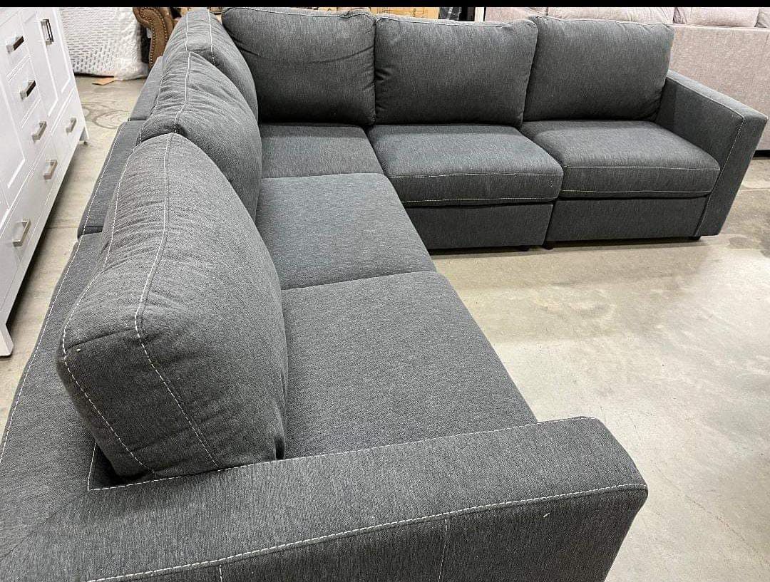 Candela Charcoal Sectional Sofa Couch 