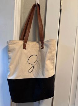 Canvas Monogram Tote Bag Letter S