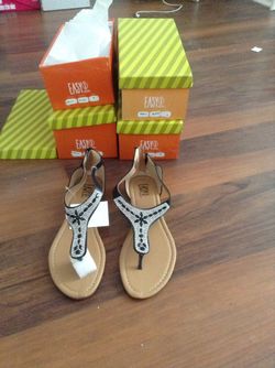 Women's brand new in box rhinestone black silver flip flop sandals sizes 9 and ten available