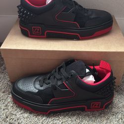 CHRISTIAN LOUBOUTIN Astroloubi Leather Black Sneakers New Size EU 43 US 10