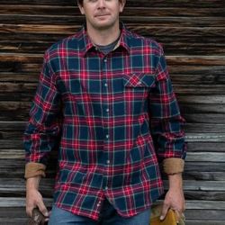 Legendary Whitetails Buck Camp Tartan Red Plaid Flannel Shirt Shacket Mens XLT
