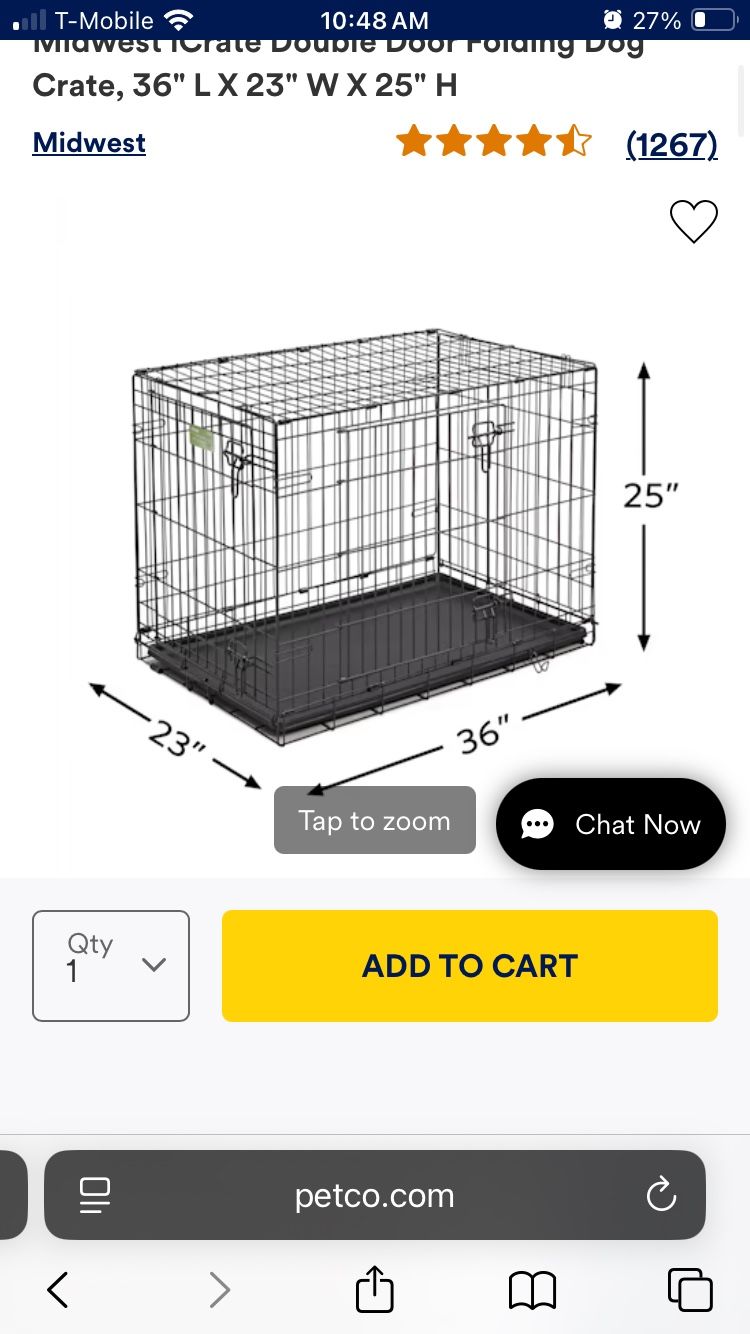 Large Wire Dog Kennel - 36 Inches