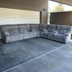 Beige Sectional Sofa with Recliners