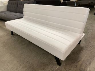 White Channel Tufted Adjustable Futon