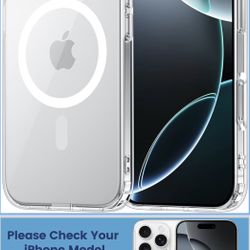Temdan for iPhone 16 Pro Case Clear, Compatible with Magsafe, Anti-Yellowing, Military-Grade Protection, Shockproof Slim Magnetic Phone Case Cover, Tr