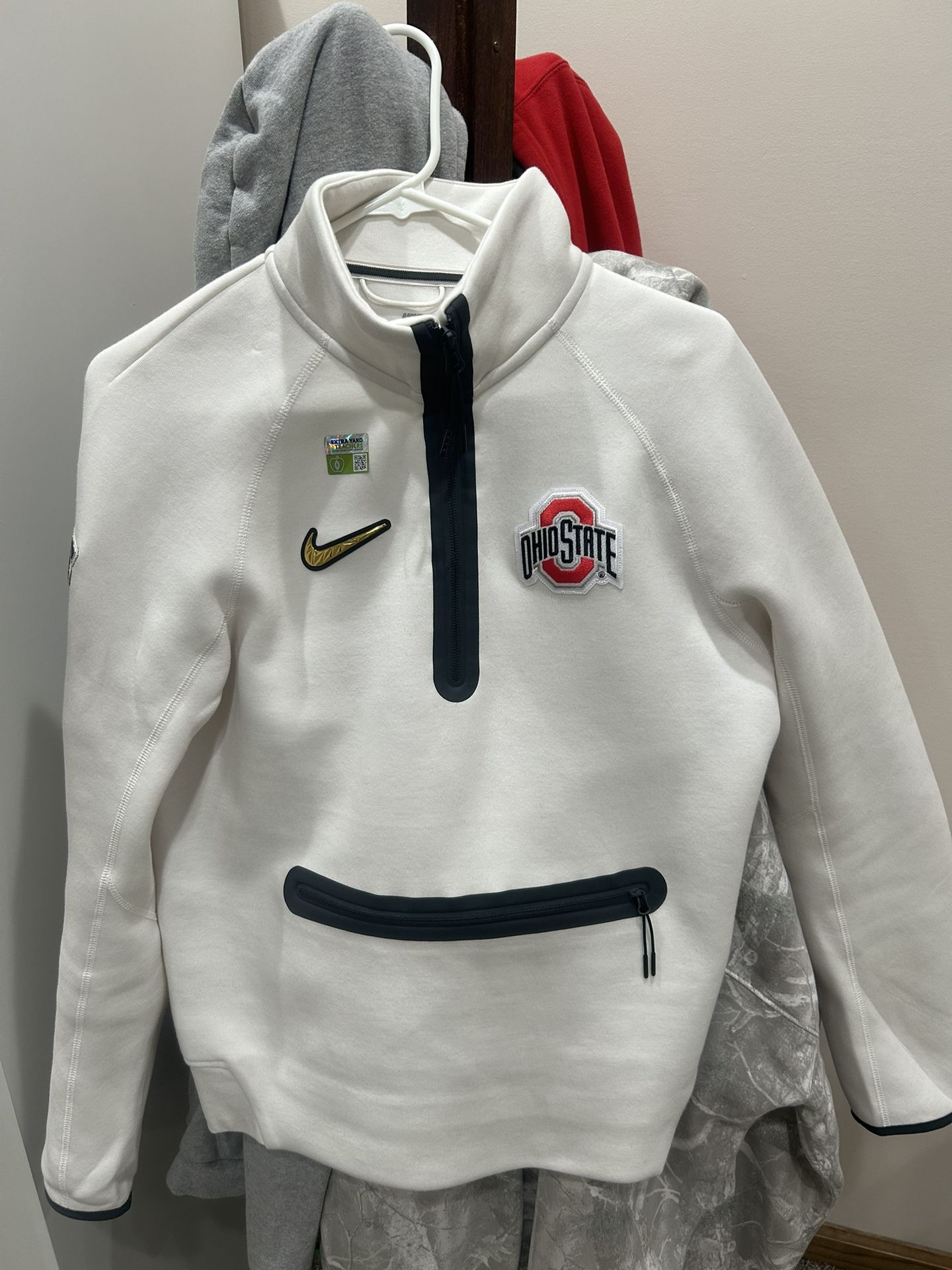 Nike Ohio State Buckeyes 2025 CFP Media Day Tech Fleece 1/2 Zip Top