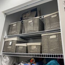 12 TOTAL Lined Woven Gray Twisted Rope Baskets Bins Storage Organization - Target Brightroom