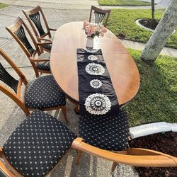 Dining Table Set with 6 Chairs + Matching Wet Bar Cabinet