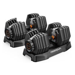 FEIERDUN DB1 Quick Adjustable Dumbbell Set, 15-in-1 Weight Set Dumbbells 105lb/52.5lb with Storage Box, Quick Adjust Free Weight with Non-slip Handles