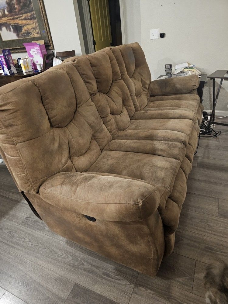 2 Piece All Electric Reclining Soft Leather Sofa And Rocking Recliner