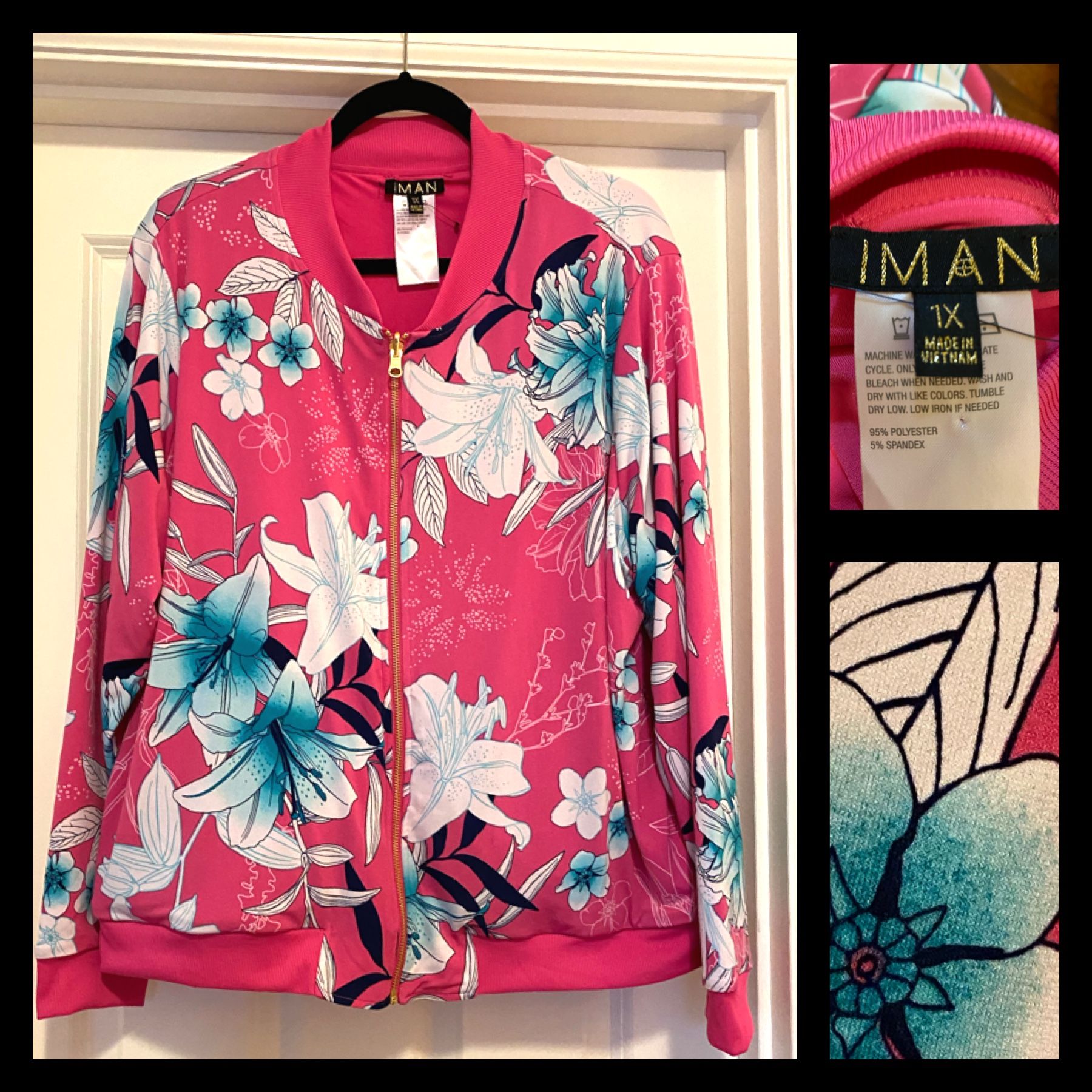 Iman Floral Zip Sweatshirt 