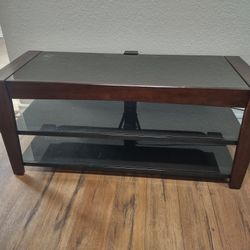 Excellent TV Table Stand Cherry Wood And Dark Glass