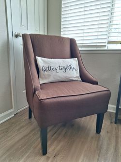 Brown Upholstered Accent Chair with Wood Legs