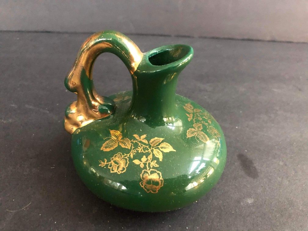 Mid Century Small Green Pitcher or Bud Vase