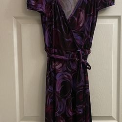 Maggy London Purple Dress Ties At Waist Size 4