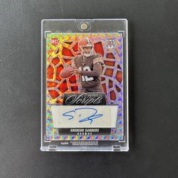 2025 Panini Mosaic Shedeur Sanders Rookie Scripts Auto Silver RC Browns #RS-SSS