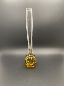 Vintage MCM Amber Controlled Bubble Bud Vase