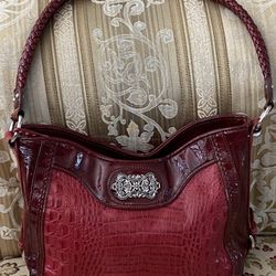 MC RED FAUX ALLIGATOR HAND BAG PURSE