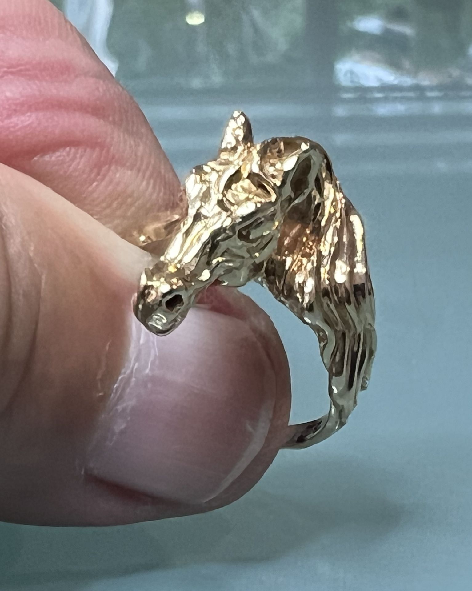 Stunning Horse Head 14k Yellow Gold Unisex Ring