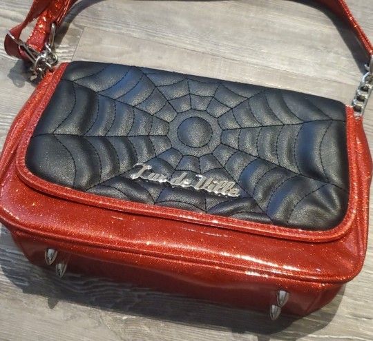 Lux de Ville Spider Web Red and Black Crossbody Bag
