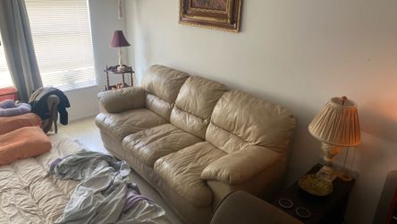 Tan leather couch