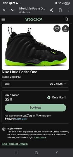 Nike Foamposites One Black/volt (Size 2y) Excellent Condition