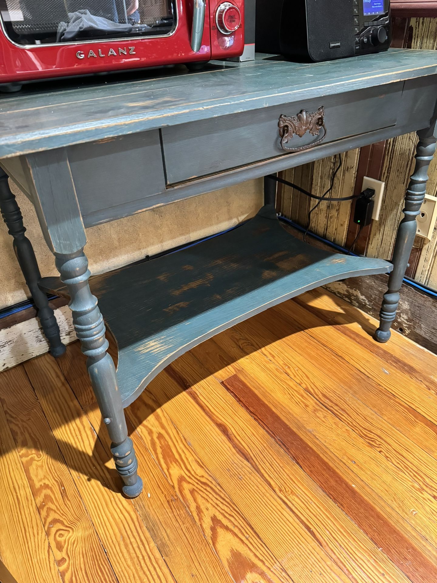 Small Teal vintage Table Purchased At Antique Mall