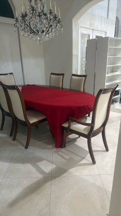Cherry Wood Table + 6 Chairs