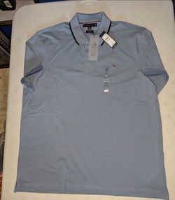 New Men Tommy Hilfiger Polo Shirt XL Light Blue