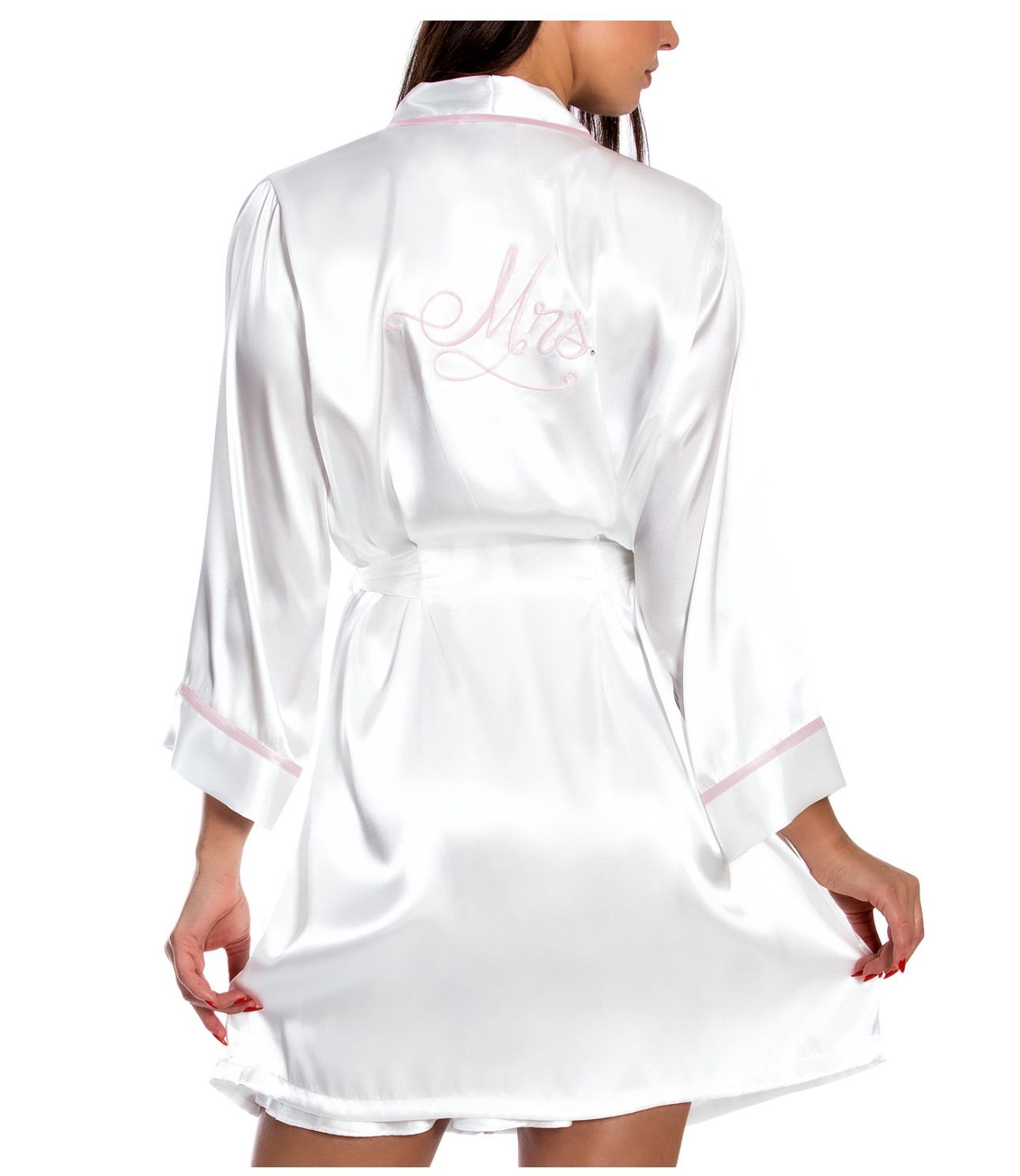 'Mrs' Satin Wrap Bridal Robe, Chemise Nightgown Set - XL