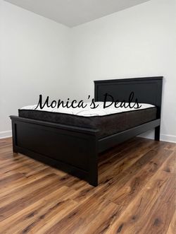 Queen Solid Wood Bed With Mattress $560
