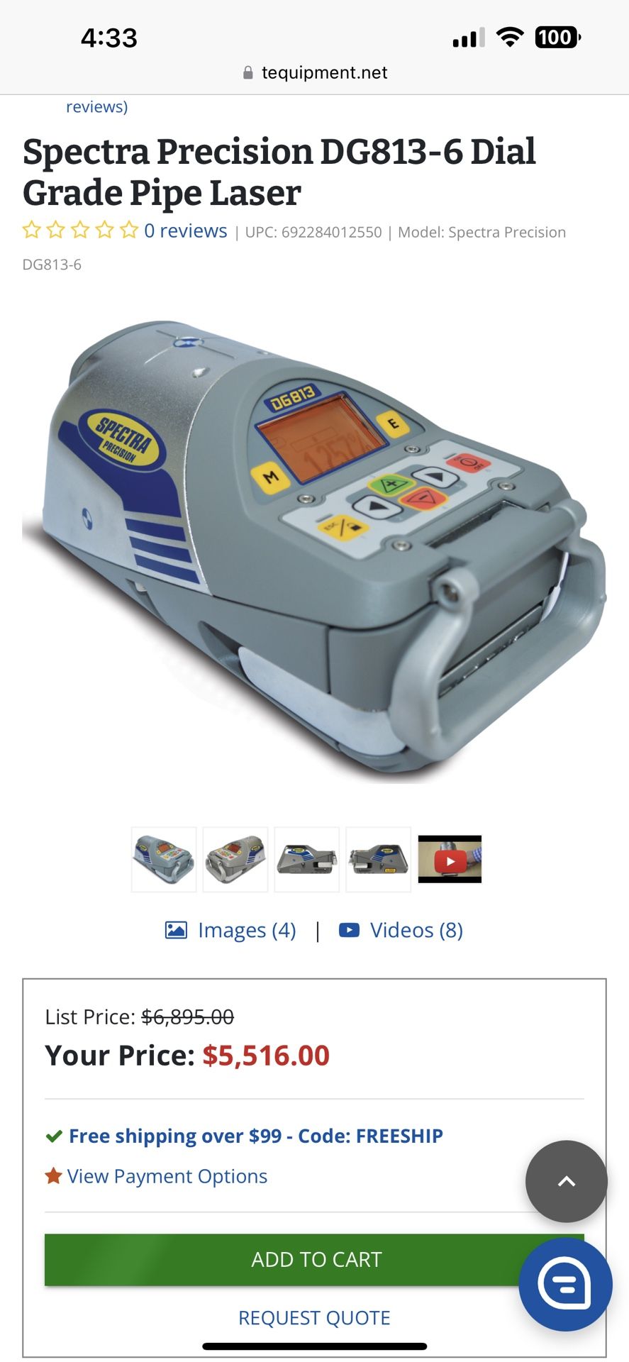 Spectra Precision DG813-6 Dial Grade Pipe Laser with case