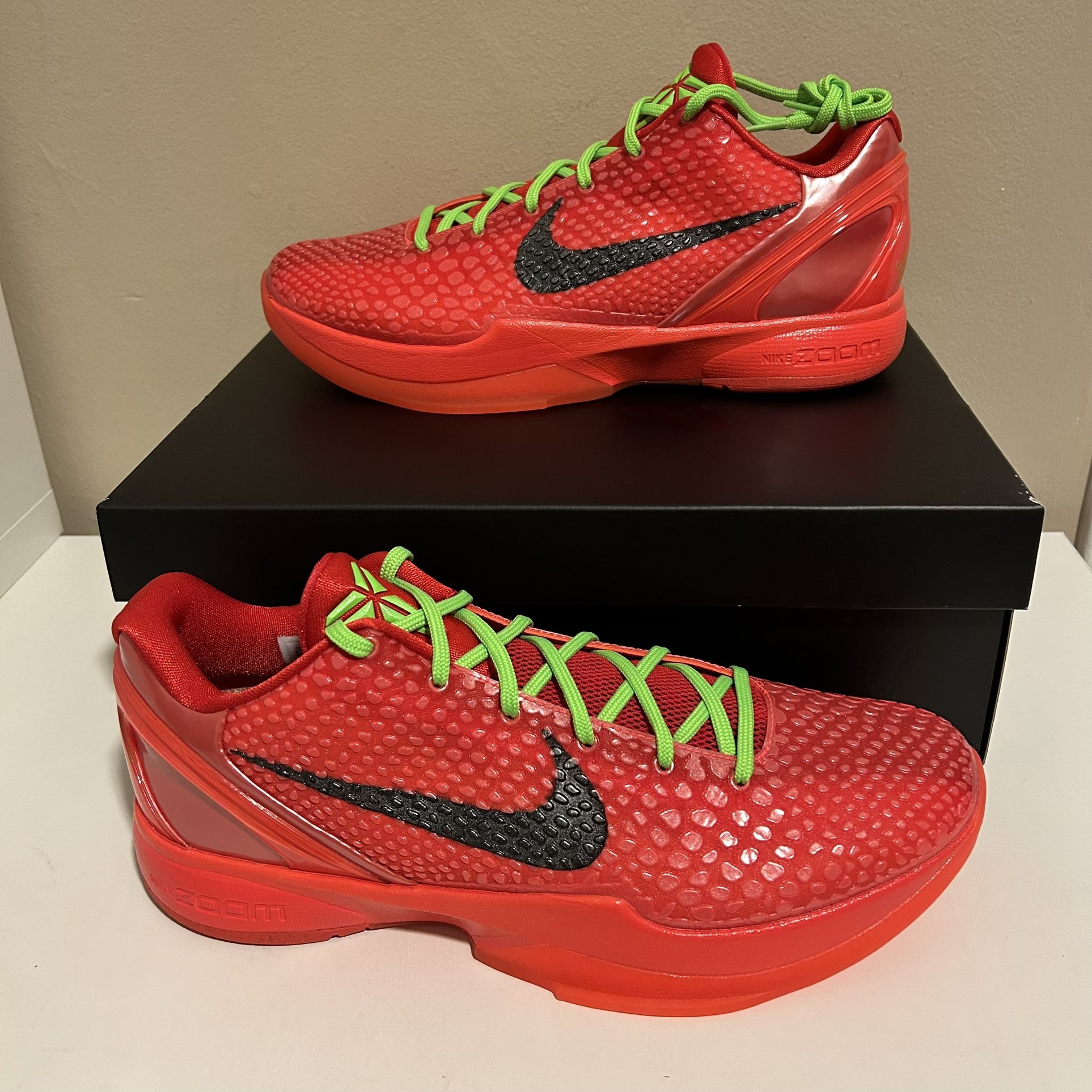 Nike Zoom Kobe VI 6 Protro Low Reverse Grinch Red Green Mens 11.5 FV4921 600