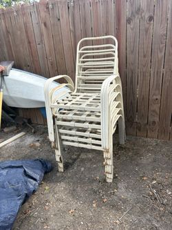 6 Patio Heavy Duty, Steel  Chairs 