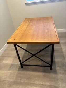 Industrial Wood & Metal X-Frame Desk / Table