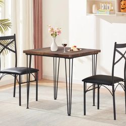2 - Person Dining Set - Black and Brown
