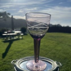 VTG IKEA  “Pralin” Set of 4 Purple Etched Wine Glasses with Swirl Design