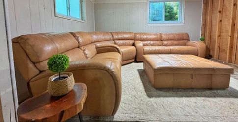 Italian leather sofa couch sectional by Chateau d'Ax.