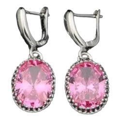 925 Sterling Silver Pink Zircon Earrings [EAR-38]