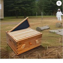 10-Frame Wax Coated Bee Hives Deep Box with Transparent Acrylic Windows,Deep Brood Bee Box Dipped in 100% Beeswax Includes Beehive Frames and Waxed Fo