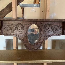 Antique Wood Shelf With Mirror