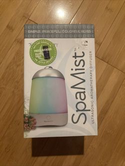 SpaMist Ultrasonic Aromatherapy Fragrance Diffuser Silver w. Lavender Essential Oil NEW