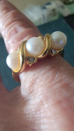 Pearl Ring, Stick Pin With Satin pouch